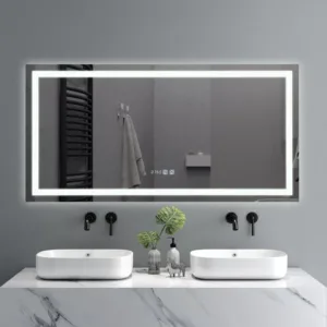 HE18-1B Frameless Wall Mounted Rectangle Anti-fog Backlit Anti Mist Bathroom Mirror