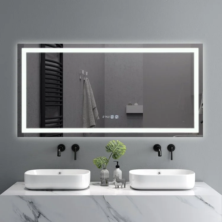 HE18-1B Frameless Wall Mounted Rectangle Anti-fog Backlit Anti Mist Bathroom Mirror